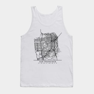 SAN FRANCISCO CALIFORNIA BLACK CITY STREET MAP ART Tank Top